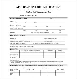 free employment application free employment application template