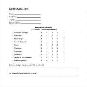 free estimate forms event evaluation to download