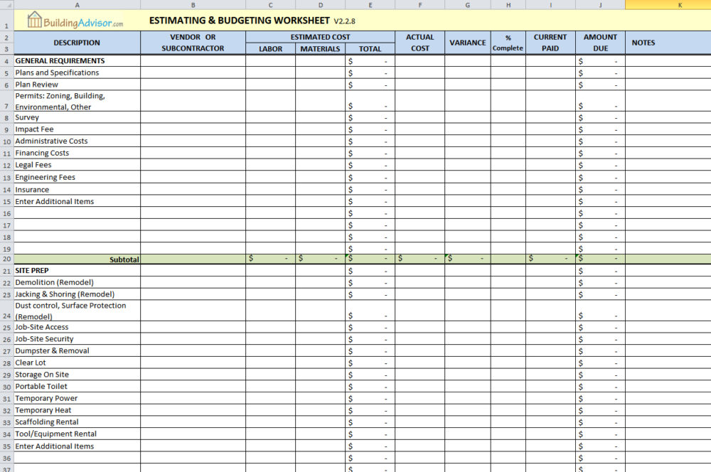 free estimate template pdf