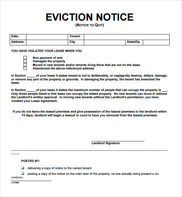 free eviction notice form template business