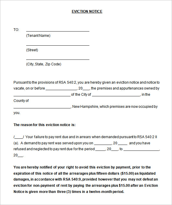 free eviction notice template