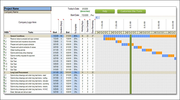 free excel construction templates