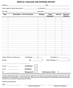 free expense report form pdf mileage report form