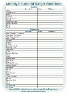 free household budget worksheet householdbudget