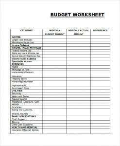 free household budget worksheet monthly budget worksheet