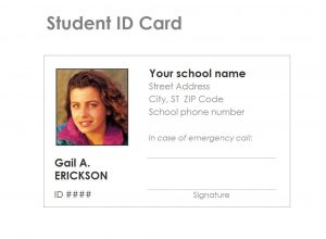 free id card template student identification card template