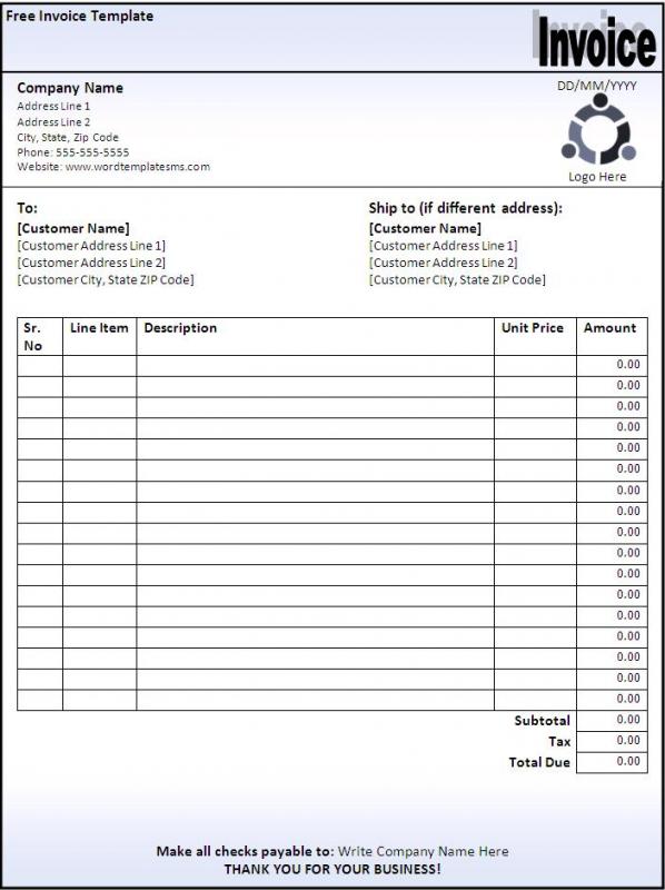 free invoice template download