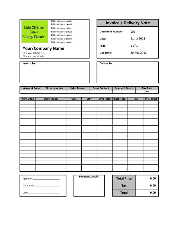 free invoice template excel