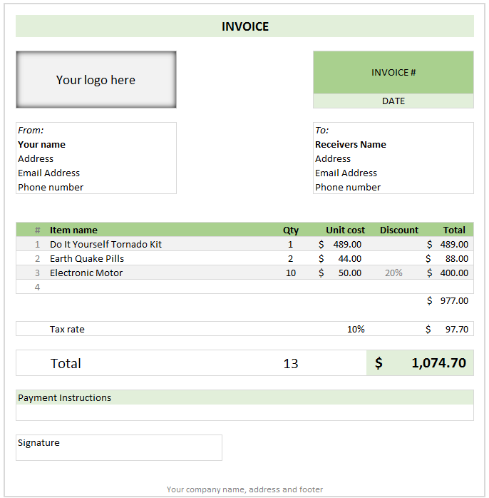 free invoice template excel