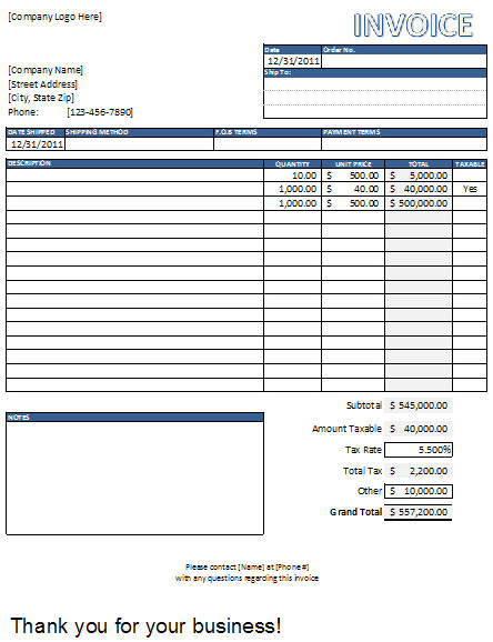 free invoice template excel