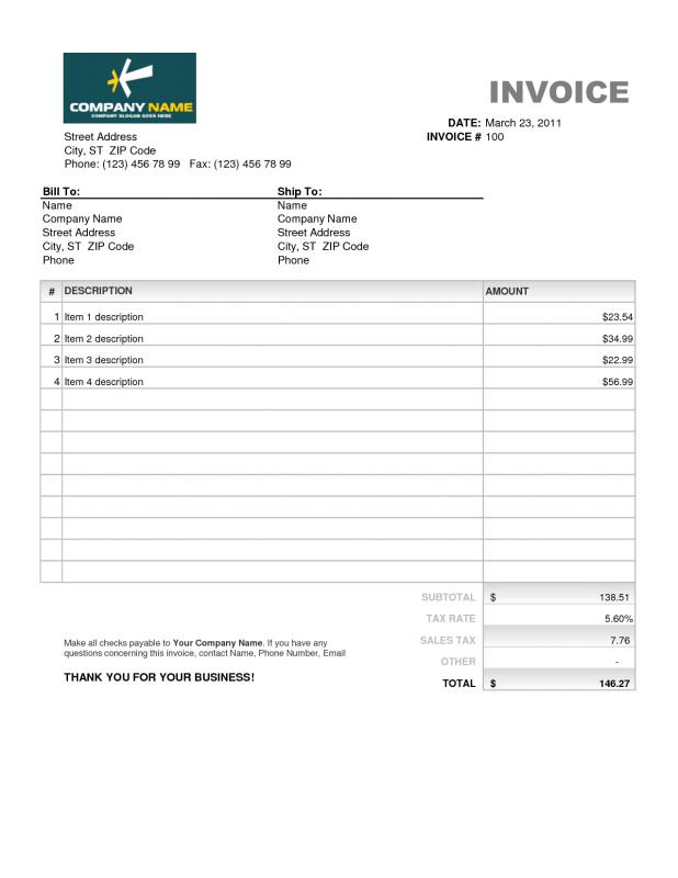 free invoice template excel