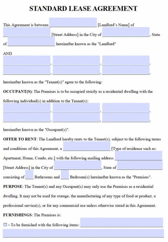 free lease agreement template word