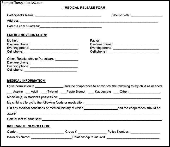 free medical release form