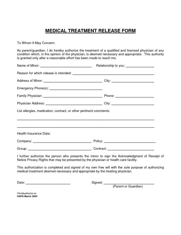 free medical release form