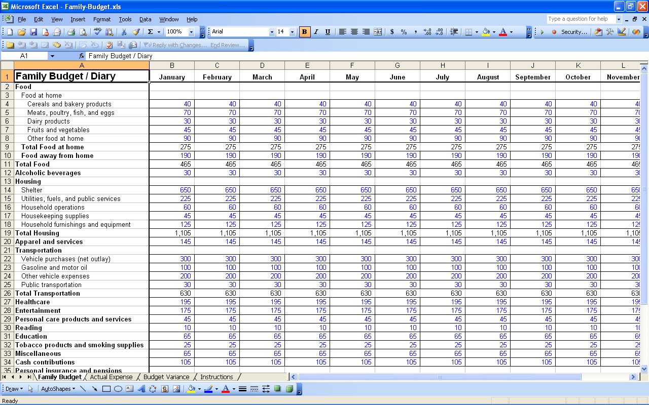 free monthly budget template