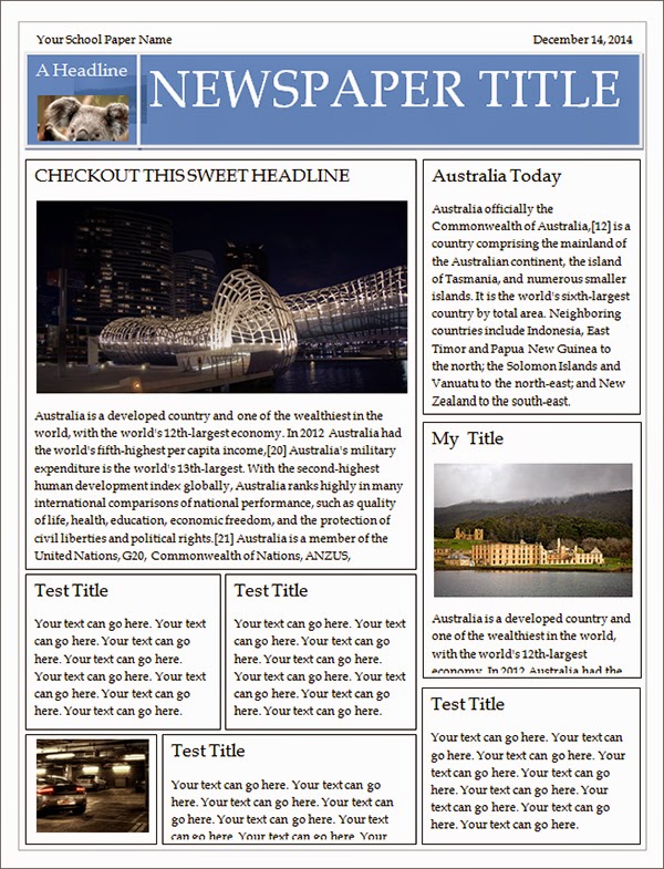 free newspaper template