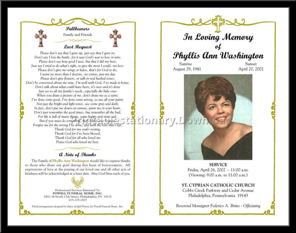 free obituary program template download