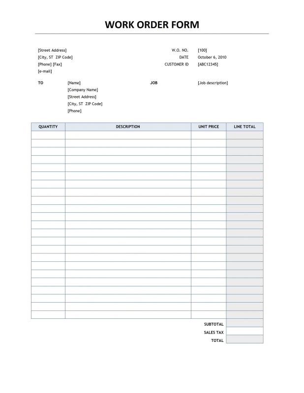 free order form template