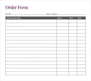 free order form template basic fundraising order form pdf download