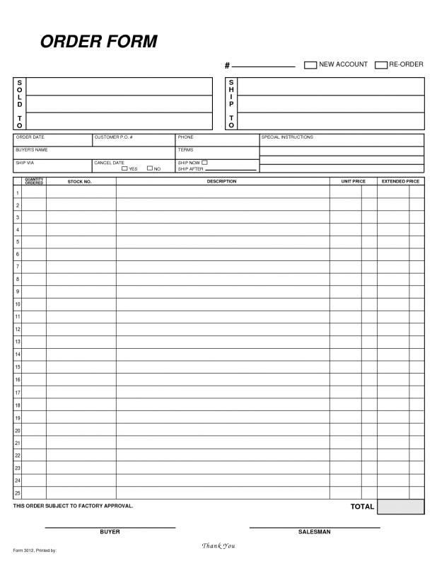 free order form template