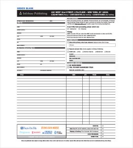 free order form template free blank order form template