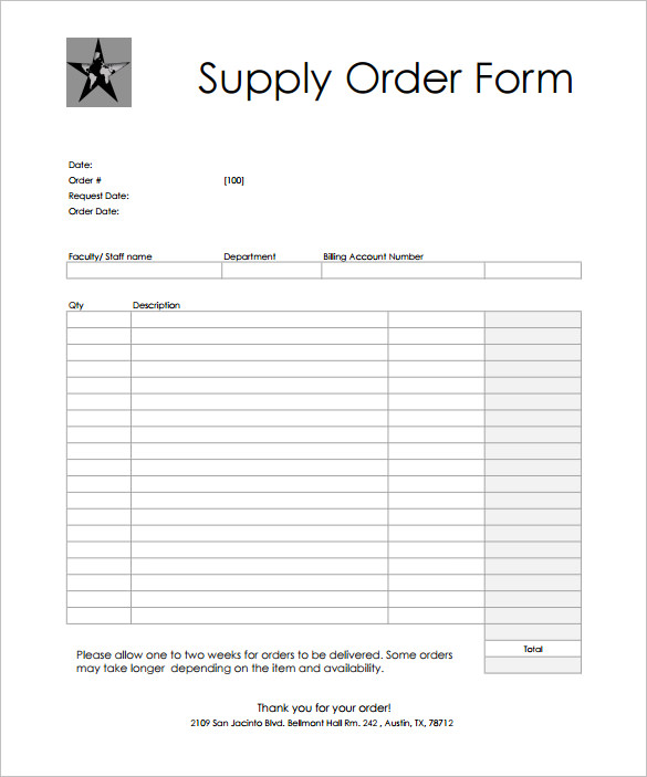 free order form template