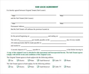 free printable basic rental agreement simple sublease agreement template