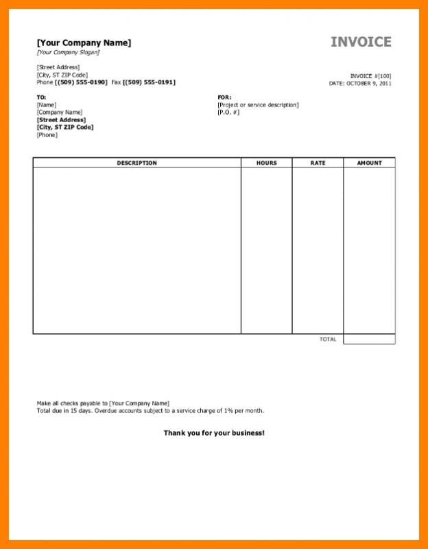 Free Printable Blank Invoice Templates Template Business