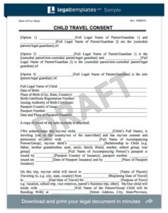 free printable child medical consent form