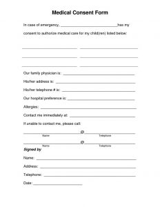 free printable child medical consent form free medical consent form template