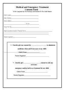 free printable child medical consent form medical permission form