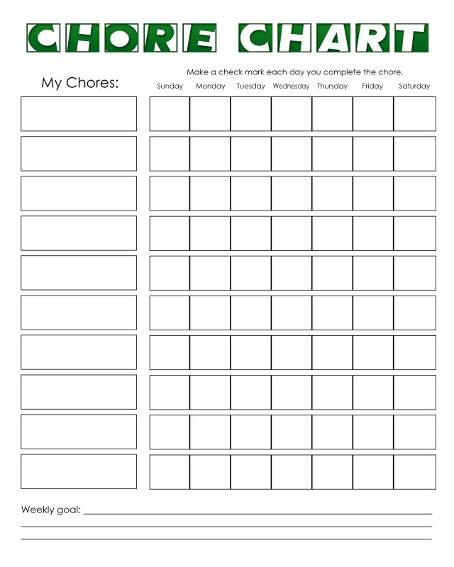 free printable chore chart templates