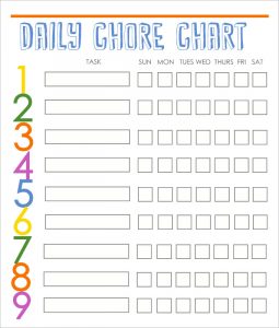 free printable chore chart templates daily family chore chart template