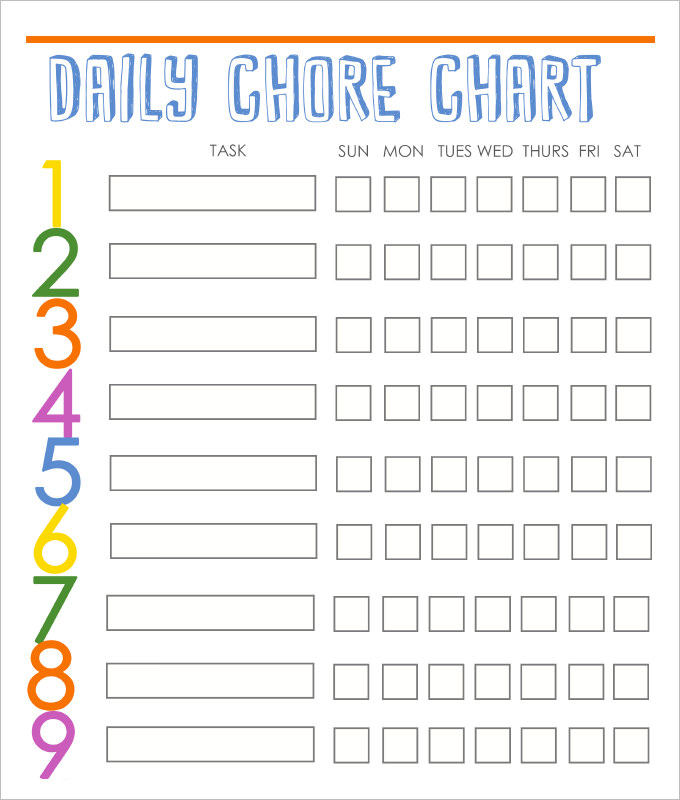 free printable chore chart templates