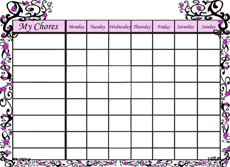 free printable chore chart templates