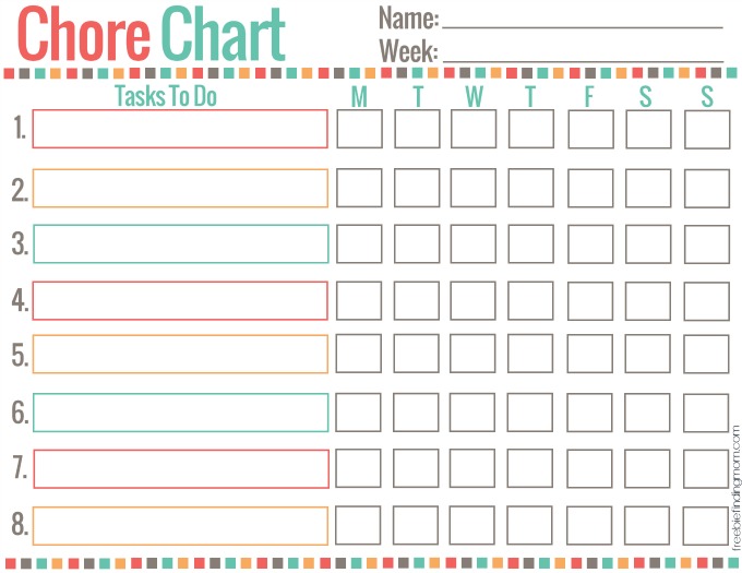 free printable chore chart templates