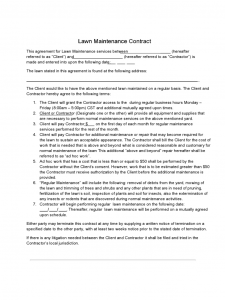 free printable construction contracts lawn maintenance contract d