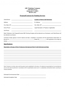 free printable contractor bid forms proposalcontract for painting services d