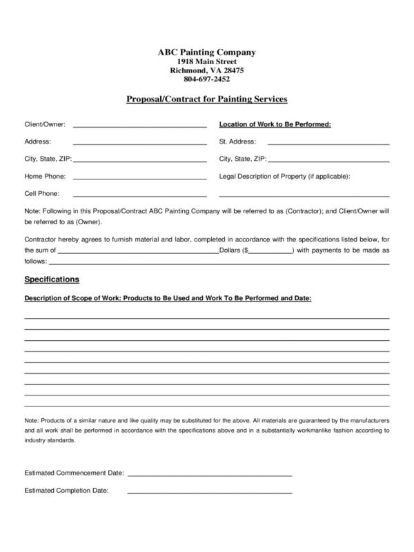 Free Printable Contractor Bid Forms Template Business