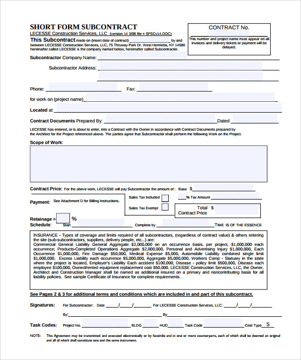 Free Printable Contractor Bid Forms | Template Business