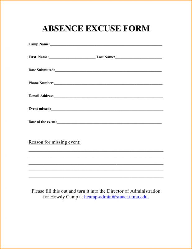 Free Printable Work Excuse Form Printable World Holiday