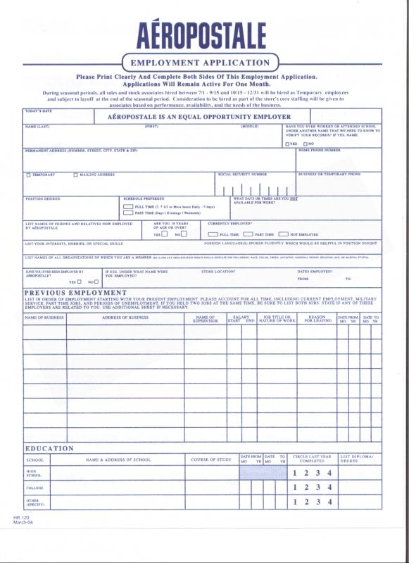 free printable employment application form pdf