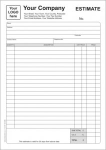 free printable estimate forms a estimates x