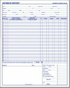 free printable estimate forms estimate of repairs pap l