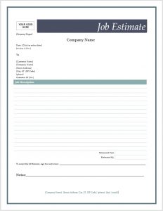 free printable estimate forms job estimate form