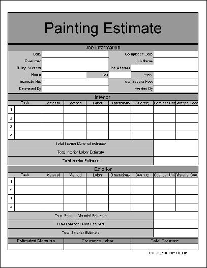 free printable estimate forms