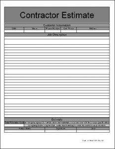 free printable estimate forms sdce