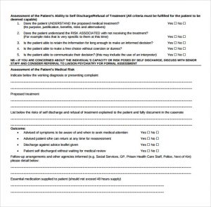 free printable medical history forms discharge against medical advice