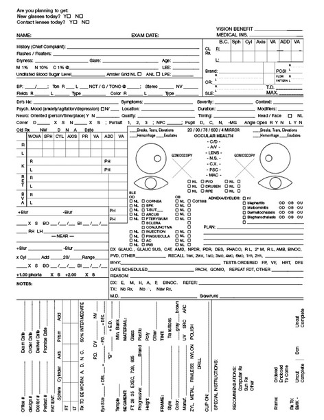 free printable medical history forms eye exam form sheets 553362