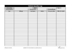 free printable mileage log vehicle gasoline log template